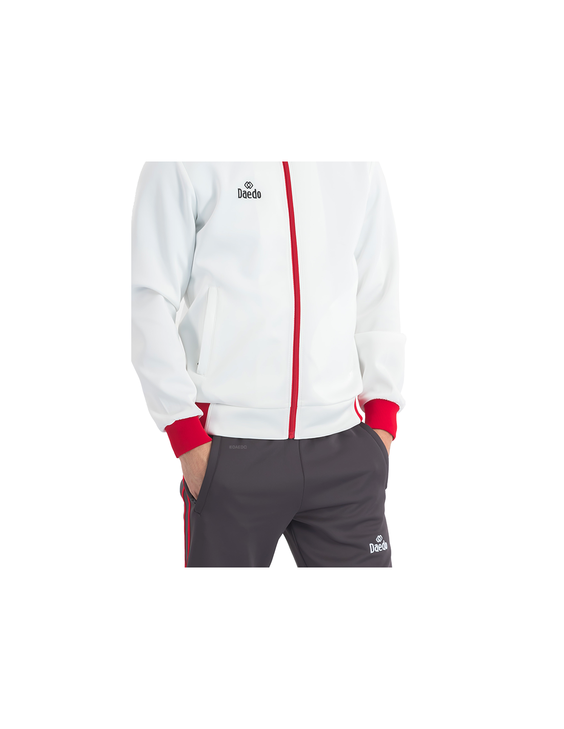 Slim Fit Tracksuit With White/Red/Grey Neck*++*Slim Fit Tracksuit With White/Red/Grey Neck